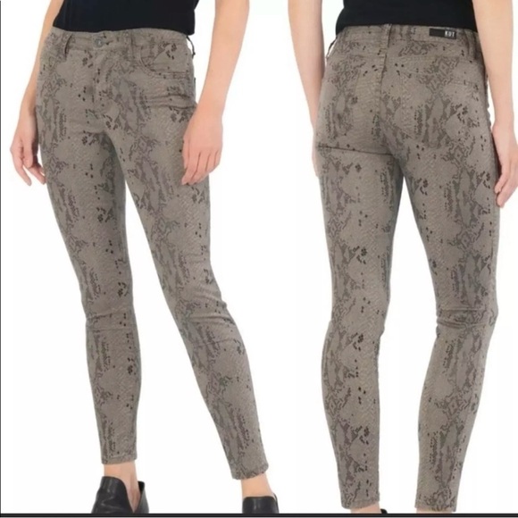 Kut from the Kloth Donna High Rise Ankle Skinny Jeans in Snakeskin Wash Size 4 - Picture 1 of 9